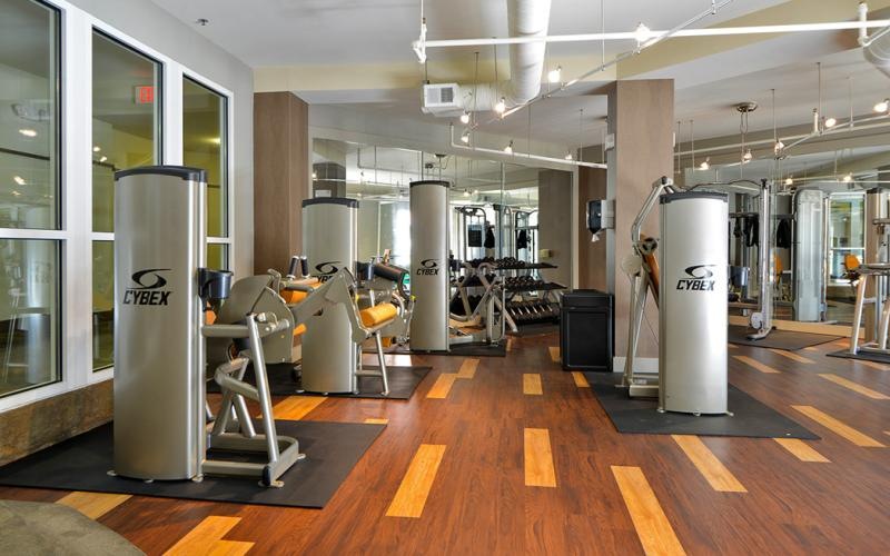 large gym with exercise equipment